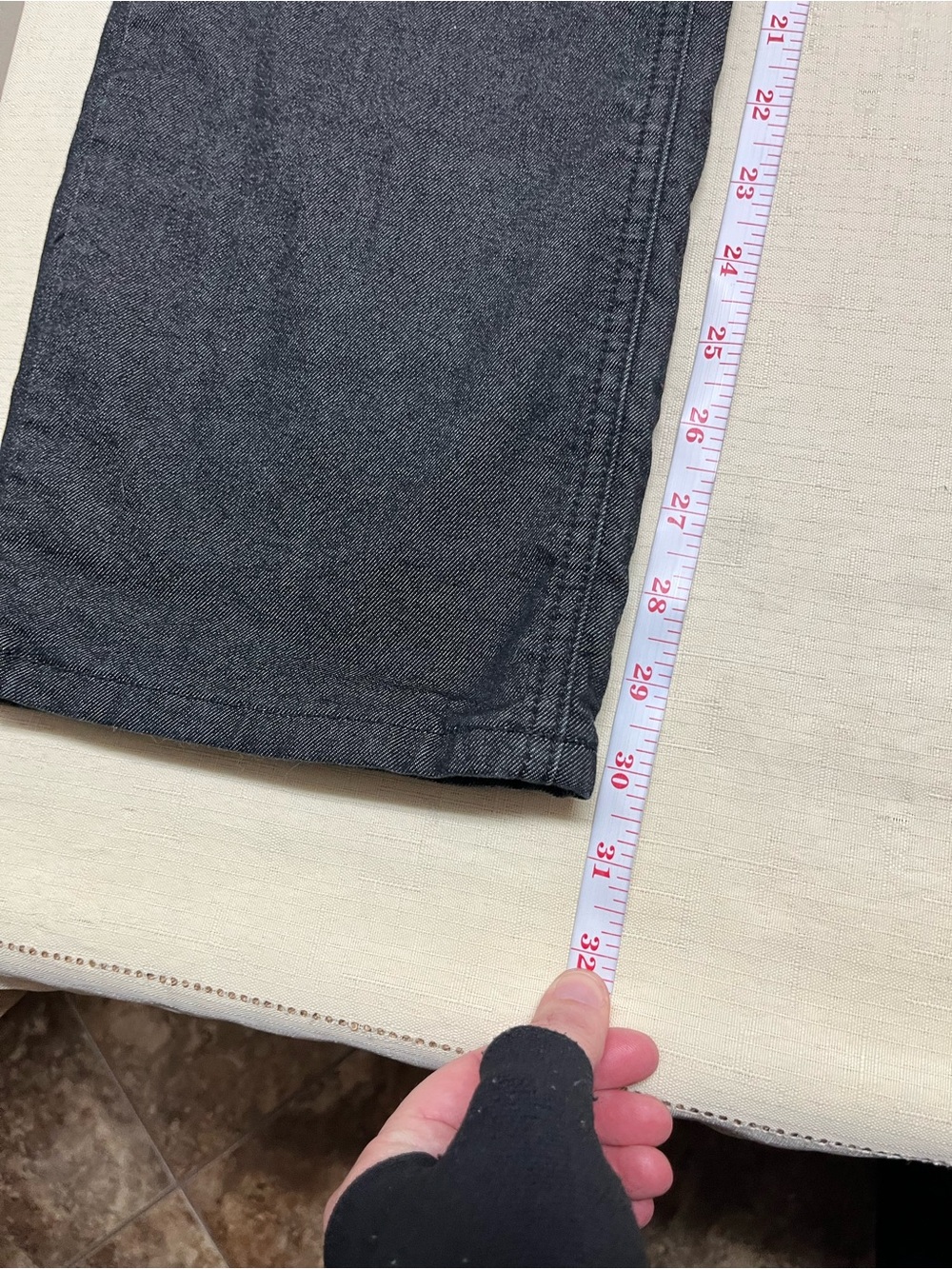 Prana size 6/28w charcoal flannel lined boyfriend jean pants - Picture 4 of 15